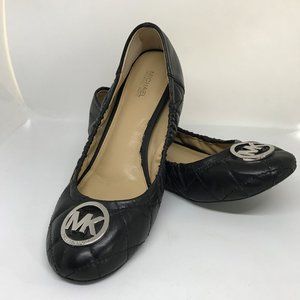MICHAEL KORS Black Quilted Leather Ballet Flats MK